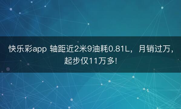 快乐彩app 轴距近2米9油耗0.81L，月销过万，起步仅11万多!