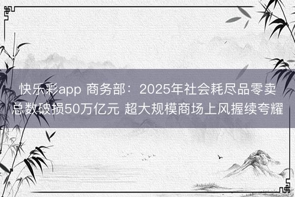 快乐彩app 商务部：2025年社会耗尽品零卖总数破损50万亿元 超大规模商场上风握续夸耀