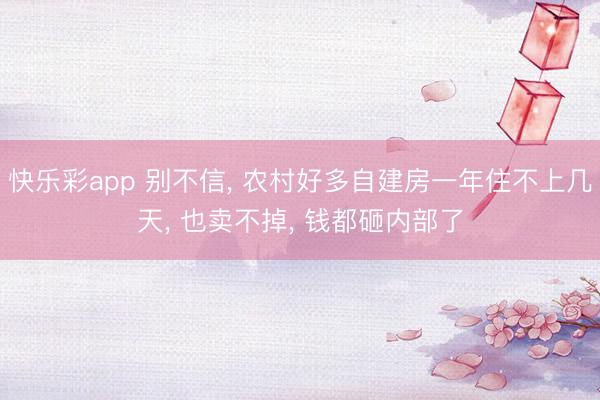 快乐彩app 别不信, 农村好多自建房一年住不上几天, 也卖不掉, 钱都砸内部了